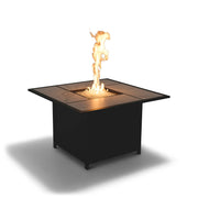 42" Square Black Sintered Stone Firepit W/ Lid - The Great Escape