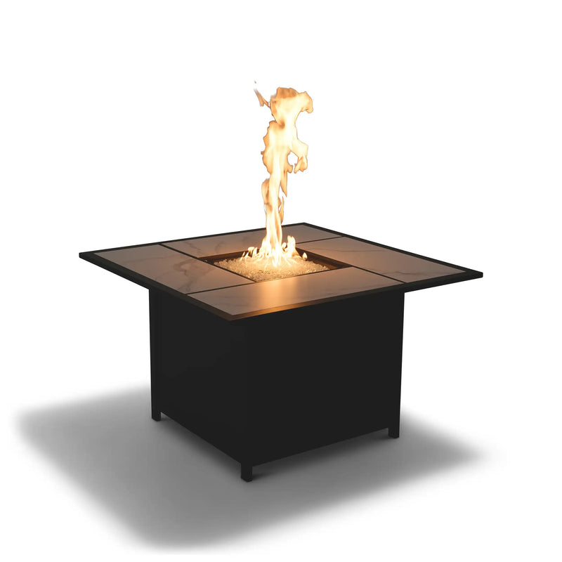 42" Square Black Sintered Stone Firepit W/ Lid - The Great Escape