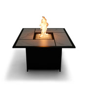 42" Square Black Sintered Stone Firepit W/ Lid - The Great Escape