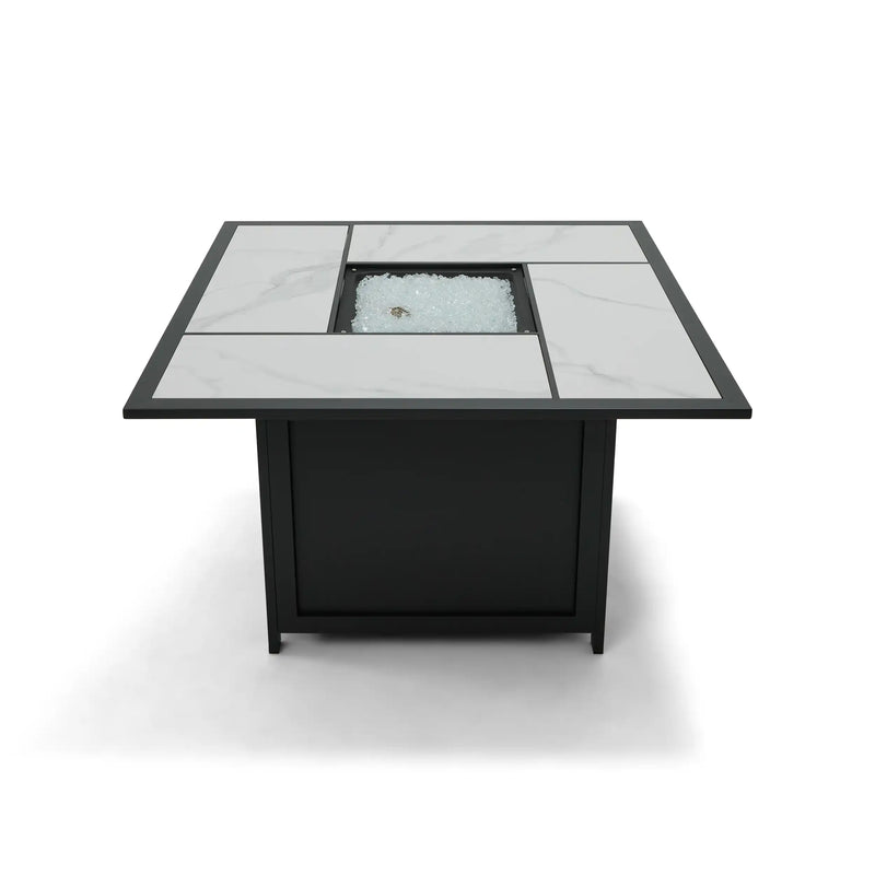 42" Square Black Sintered Stone Firepit W/ Lid - The Great Escape
