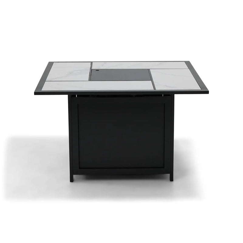 42" Square Black Sintered Stone Firepit W/ Lid - The Great Escape