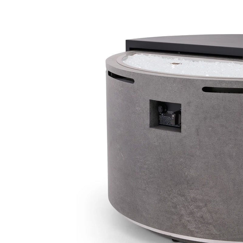 44" Round Concrete Black Modern Firepit/Coffee Table - The Great Escape