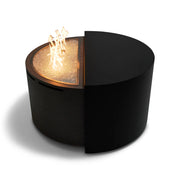 44" Round Concrete Black Modern Firepit/Coffee Table - The Great Escape