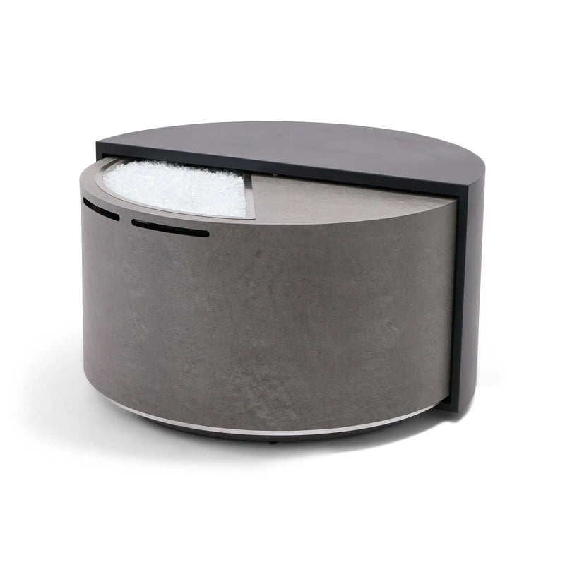 44" Round Concrete Black Modern Firepit/Coffee Table - The Great Escape