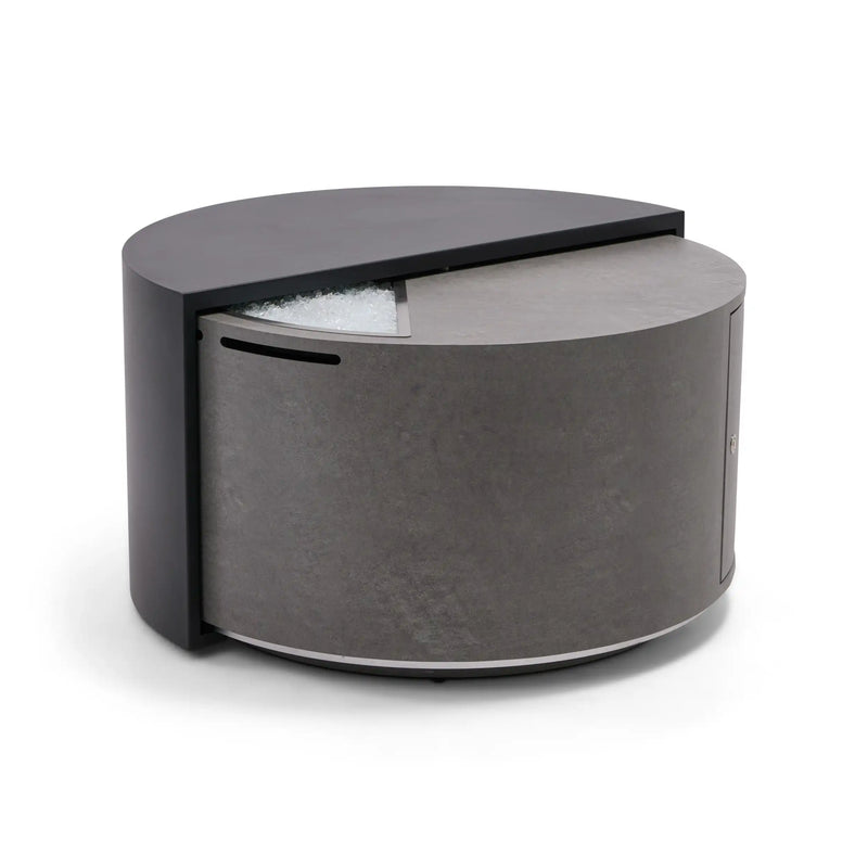 44" Round Concrete Black Modern Firepit/Coffee Table - The Great Escape