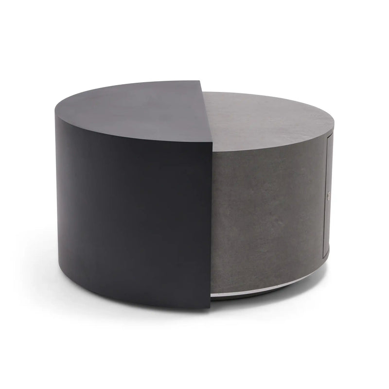 44" Round Concrete Black Modern Firepit/Coffee Table - The Great Escape
