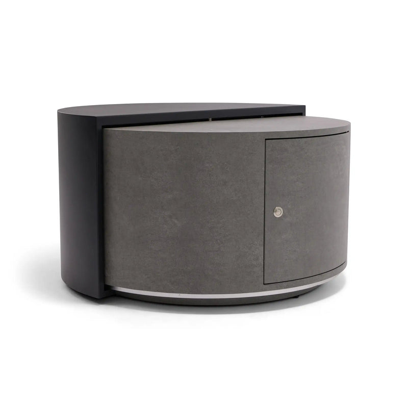 44" Round Concrete Black Modern Firepit/Coffee Table - The Great Escape