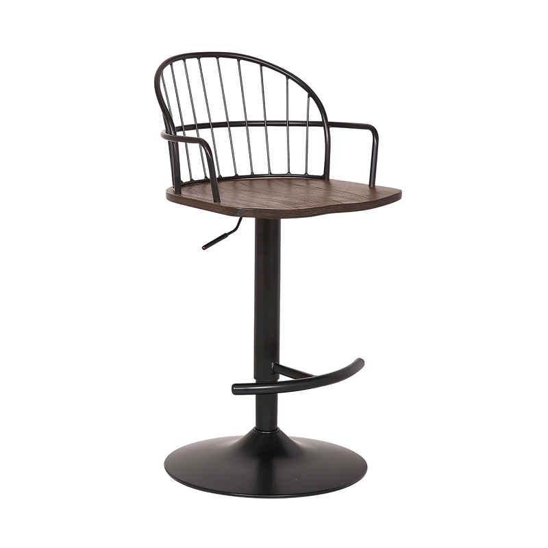 Elmhurst 26-30" Adjustable Stool - Black/Walnut - The Great Escape