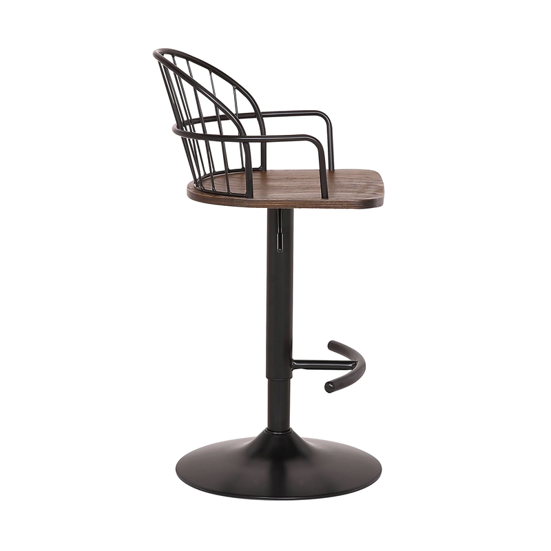 Elmhurst 26-30" Adjustable Stool - Black/Walnut - The Great Escape