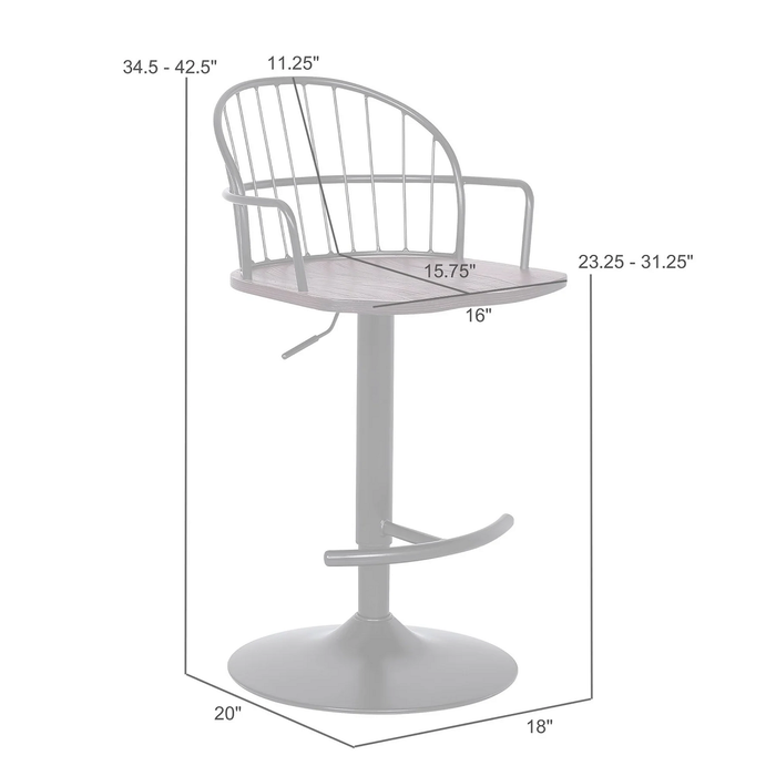 Elmhurst 26-30" Adjustable Stool - Black/Walnut