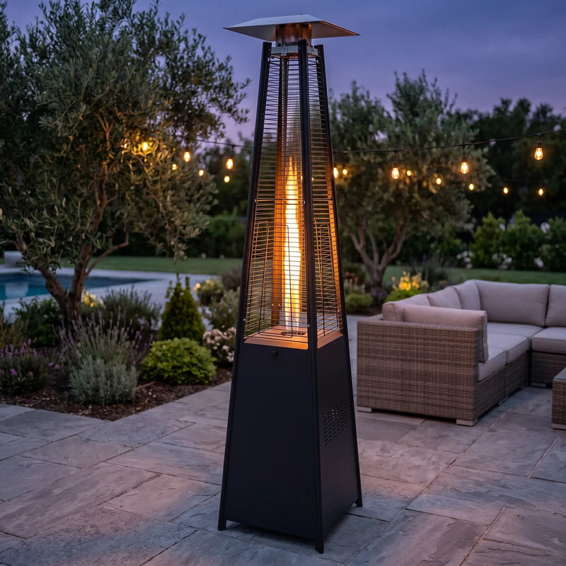 Commercial Glass Tube 42K BTU Patio Heater Matte Black - The Great Escape