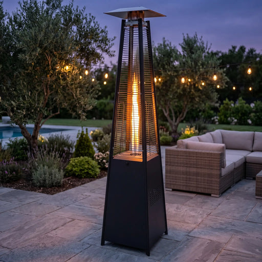 Commercial Glass Tube 42K BTU Patio Heater Matte Black - The Great Escape