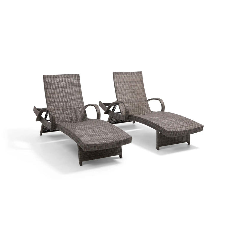 Waveland Woven Chaise Lounges (2 Pack) Grey - The Great Escape