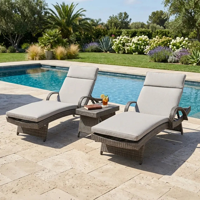 Waveland Woven Chaise Lounges (2 Pack) Grey - The Great Escape