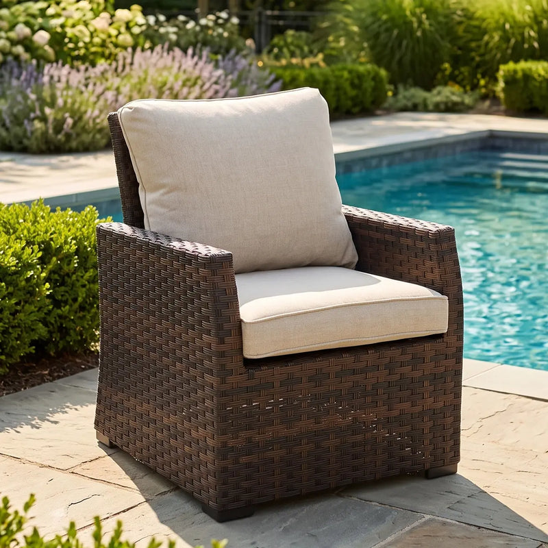 Arcadia Cushioned Lounge Chair Brown - The Great Escape