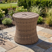 23" Round Umbrella End Table - Driftwood - The Great Escape