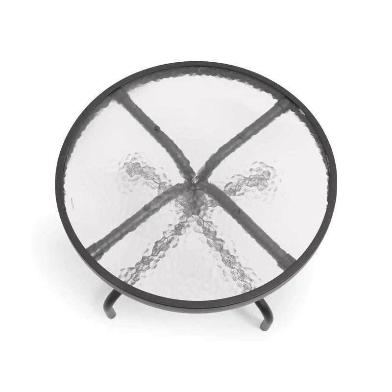 Davenport 20 Inch Round Aluminum Glass Dining Table - The Great Escape