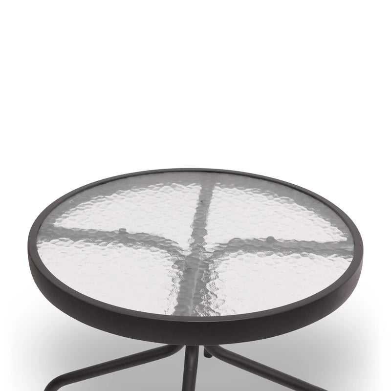 Davenport 20 Inch Round Aluminum Glass Dining Table - The Great Escape