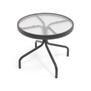 Davenport 20 Inch Round Aluminum Glass Dining Table - The Great Escape