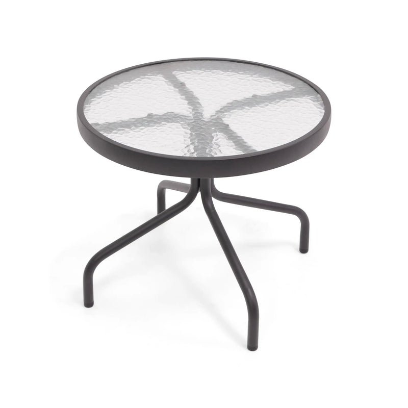 Davenport 20 Inch Round Aluminum Glass Dining Table - The Great Escape