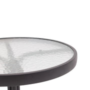 Davenport 20 Inch Round Aluminum Glass Dining Table - The Great Escape