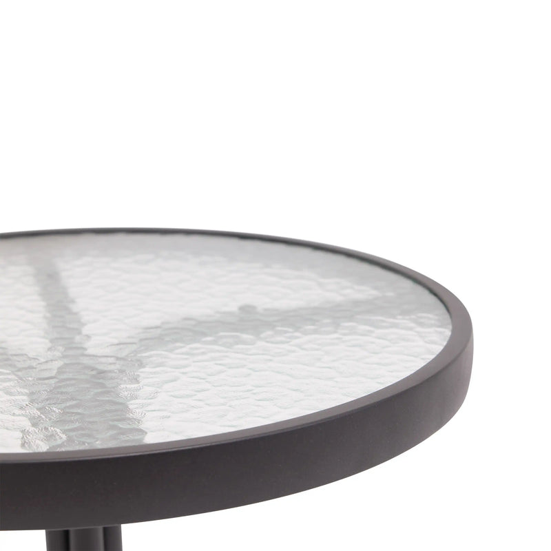 Davenport 20 Inch Round Aluminum Glass Dining Table - The Great Escape