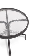 Davenport 20 Inch Round Aluminum Glass Dining Table - The Great Escape