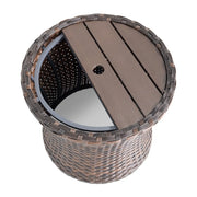Arcadia Brown 23" Round Umbrella End Table - The Great Escape