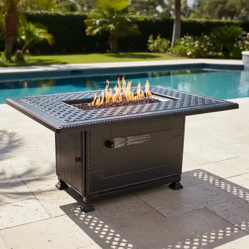 38" X 56" Grand Terrace Fire Table W/ Lid - The Great Escape