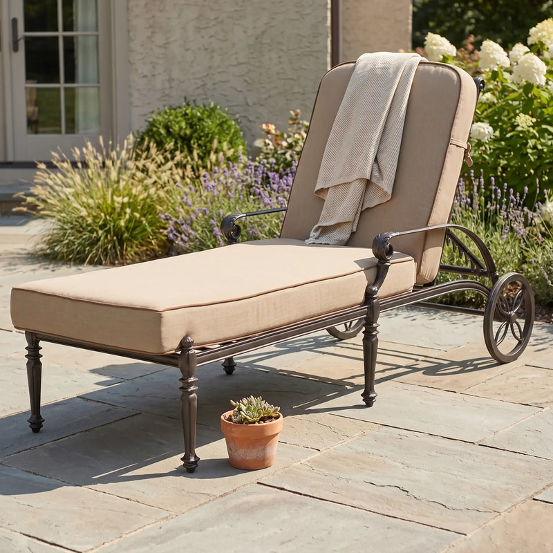 Grand Terrace Cast Chaise W/ Cushion - The Great Escape