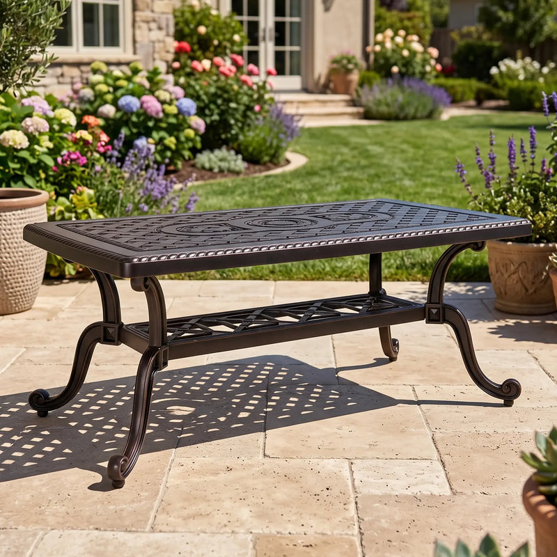 Grand Terrace 21x42 Inch Rectangle Cast Coffee Table - The Great Escape