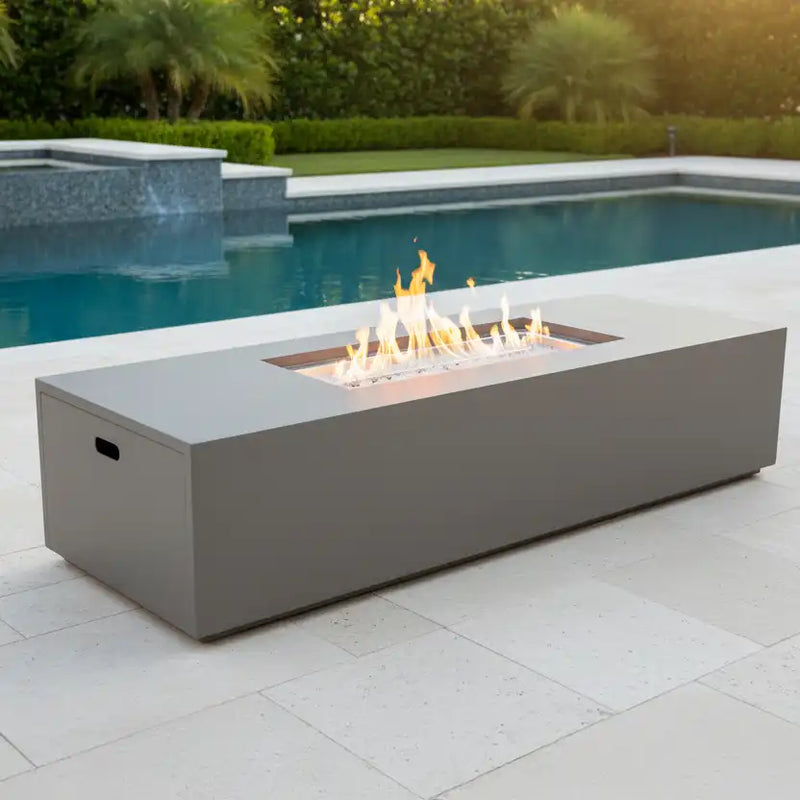 25"x72" MOD Faux Concrete Fire Table W/ Lid - The Great Escape