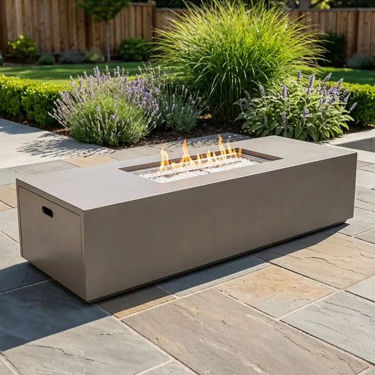 25"x72" MOD Faux Concrete Fire Table W/ Lid - The Great Escape