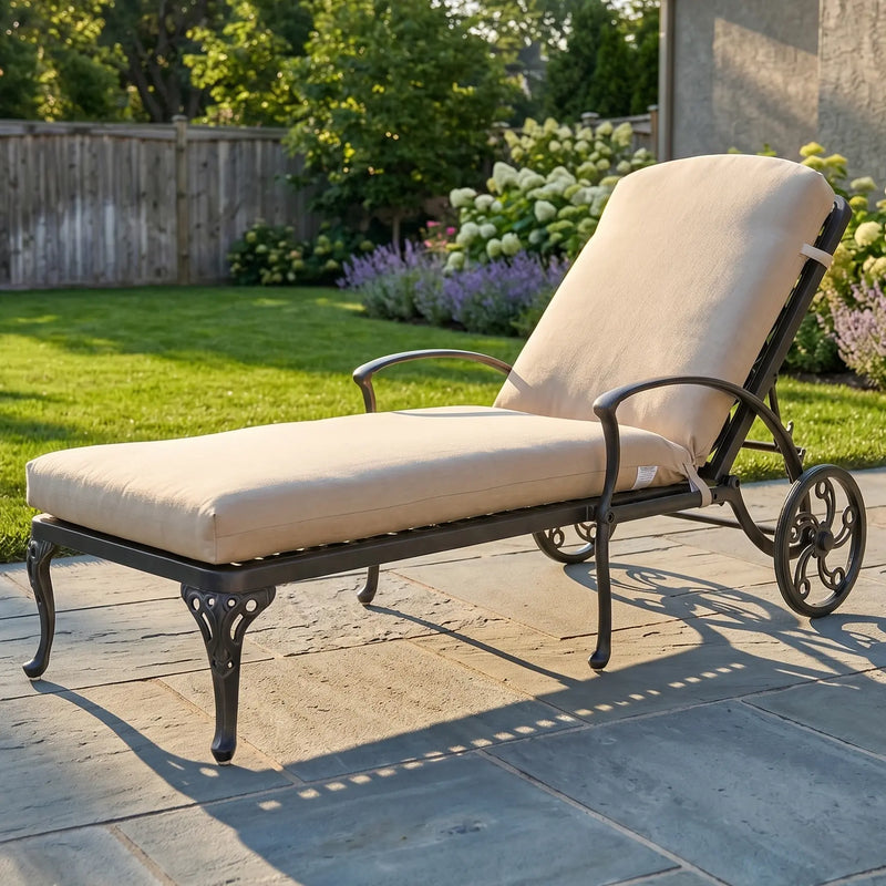 Tuscany Chaise Lounge W/ Cushion in Spectrum Sand- The Great Escape