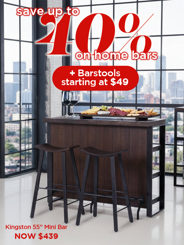 Save up to 40% on home bars, PLUS barstools starting at $49 | Kingston 55" Mini Bar NOW $439