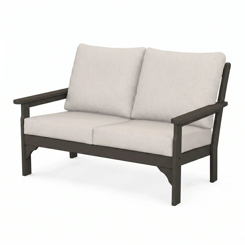 Vineyard Loveseat Vintage Coffee In Stock - The Great Escape