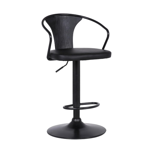 Picture of Eli 26"-30" Adjustable Swivel Barstool in Black and Black