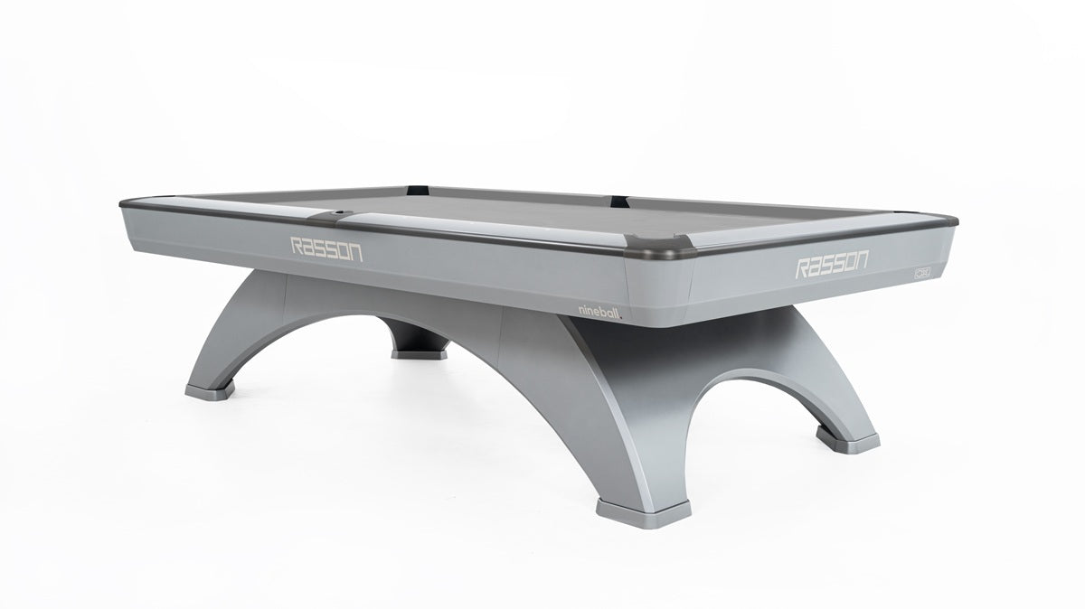 9' OXII Billiard Table With Drop Pockets - Silver Fluorocarbon