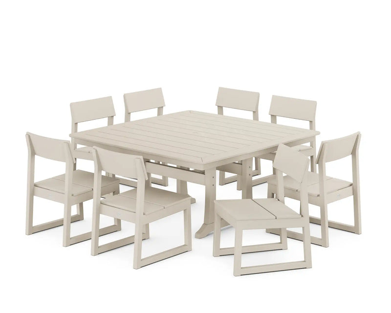 Edge 9 Piece Side Chair Dining Set W/ Trestle Legs - The Great Escape