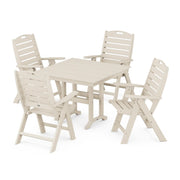 Picture of Nautical Folding Highback Chair 5 Piece Farmhouse Dining Set