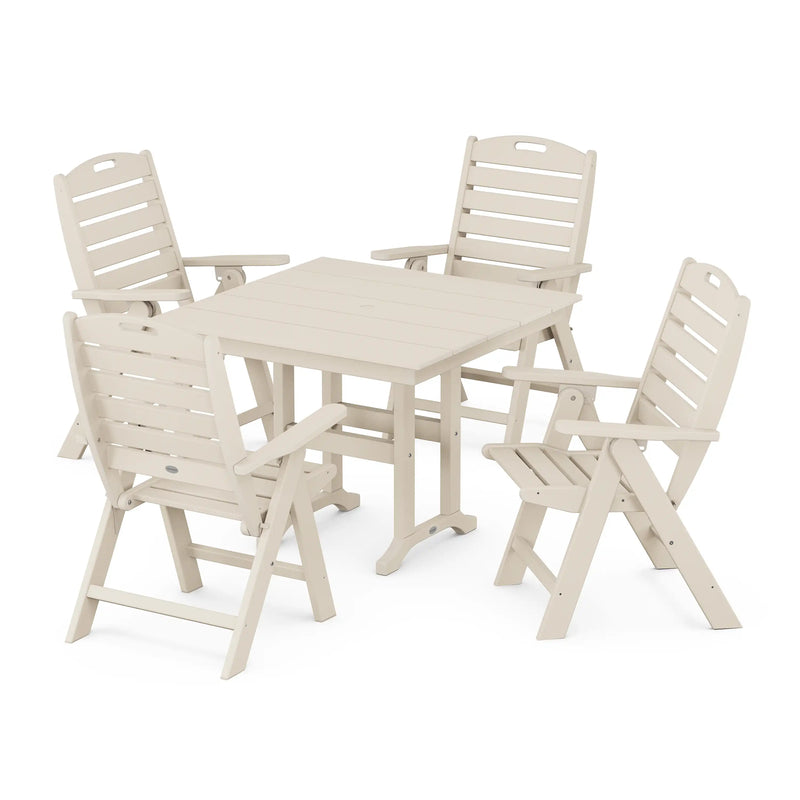 Picture of Nautical Folding Highback Chair 5 Piece Farmhouse Dining Set