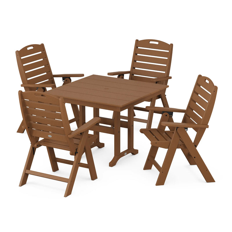 Picture of Nautical Folding Highback Chair 5 Piece Farmhouse Dining Set