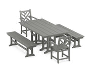 Chippendale 5 Piece Farmhouse Dining Set W/ Benches - The Great Escape
