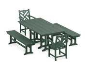 Chippendale 5 Piece Farmhouse Dining Set W/ Benches - The Great Escape