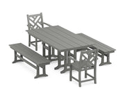 Picture of Chippendale 5 Piece Farmhouse Dining Set with Benches