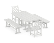 Picture of Chippendale 5 Piece Farmhouse Dining Set with Benches
