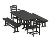 La Casa Café 5 Piece Farmhouse Dining Set W/ Benches - The Great Escape