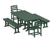 La Casa Café 5 Piece Farmhouse Dining Set W/ Benches - The Great Escape