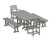 La Casa Café 5 Piece Farmhouse Dining Set W/ Benches - The Great Escape
