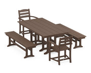 La Casa Café 5 Piece Farmhouse Dining Set W/ Benches - The Great Escape